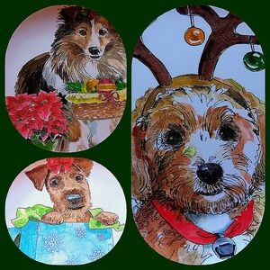3 Melamine Christmas Doggy Plates